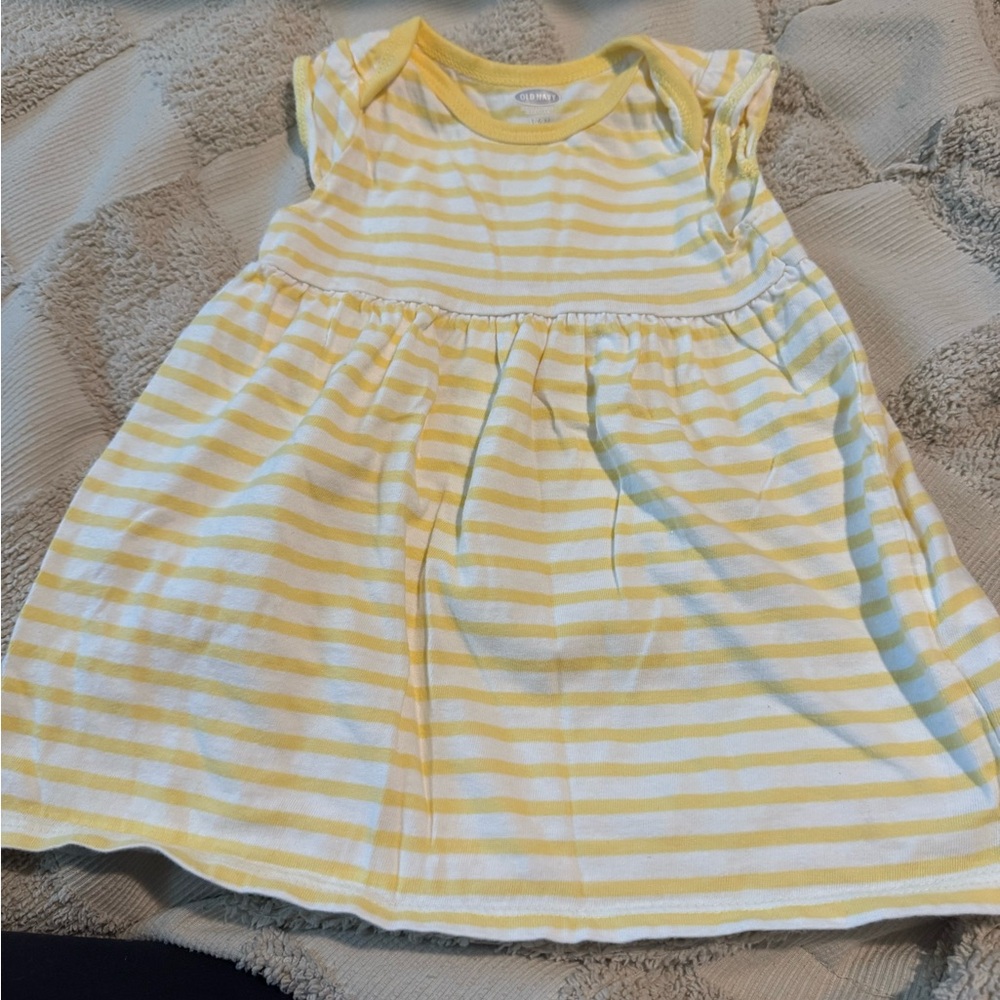 Yellow and White Striped Baby Dress
